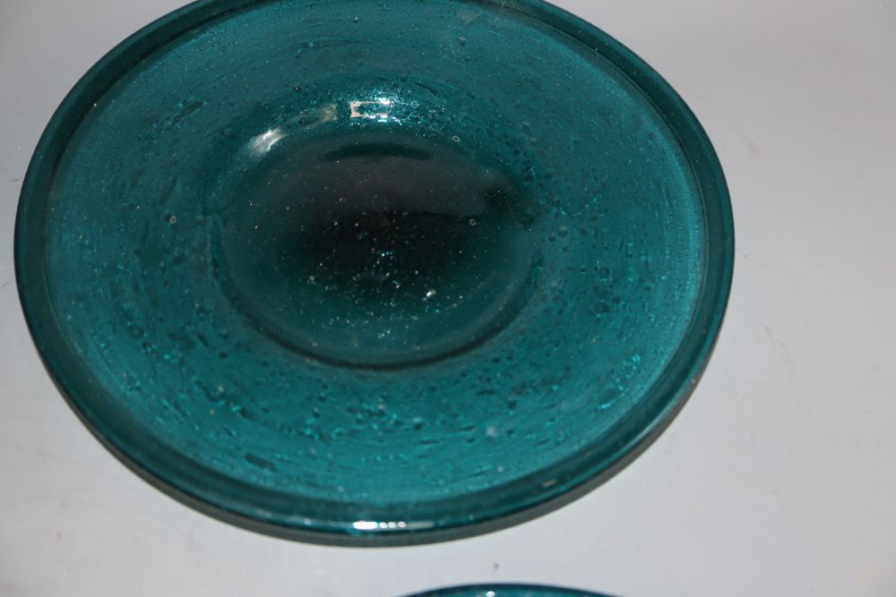 Four Venetian blue glass plates, diameter 22cm